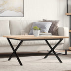 Couchtisch X-Gestell 90x90x45,5cm Massivholz Kiefer & Stahl