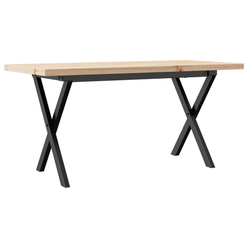 Couchtisch X-Gestell 100x50x45,5 cm Massivholz Kiefer Stahl
