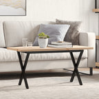 Couchtisch X-Gestell 100x50x45,5 cm Massivholz Kiefer Stahl