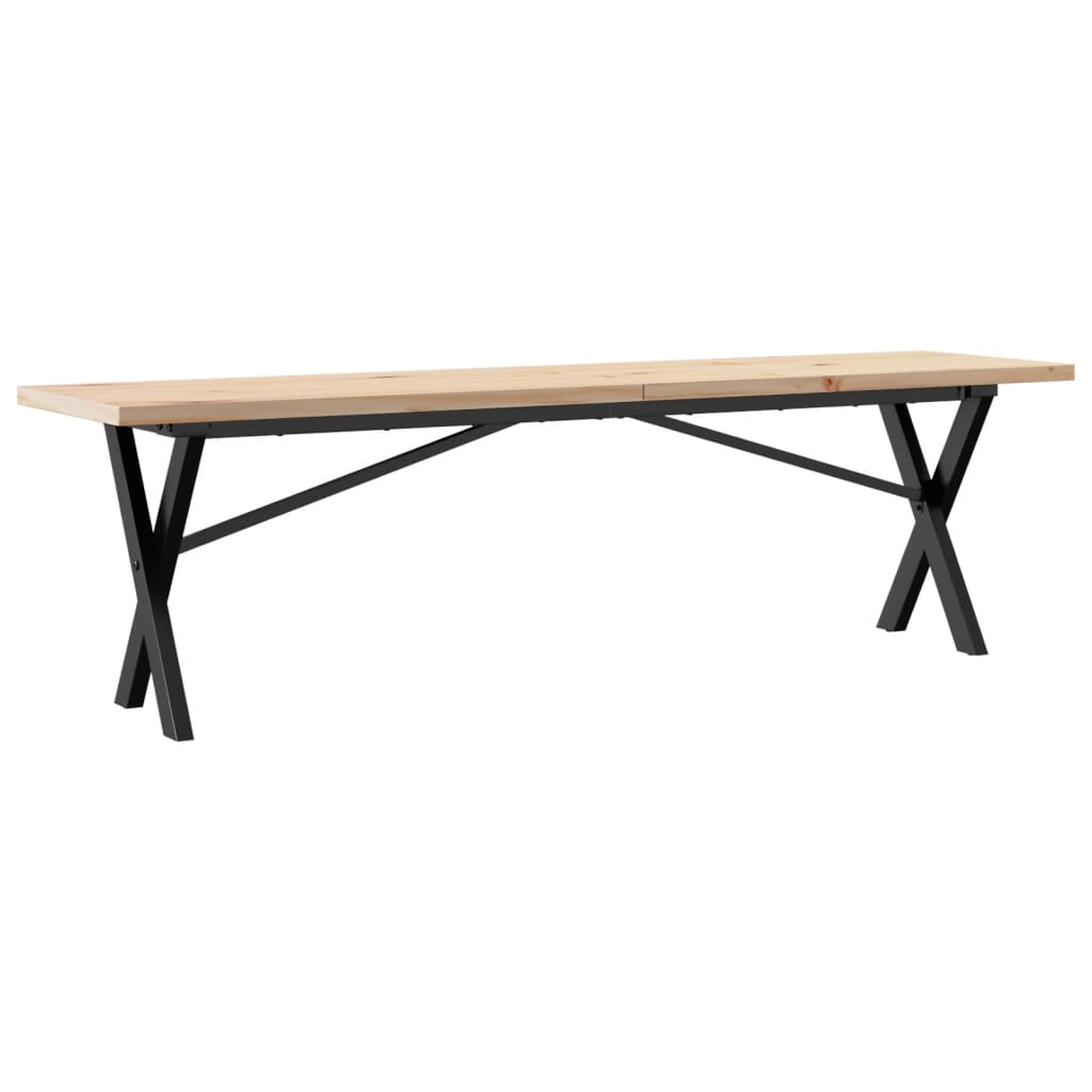 Couchtisch X-Gestell 160x40x45,5 cm Massivholz Kiefer Stahl