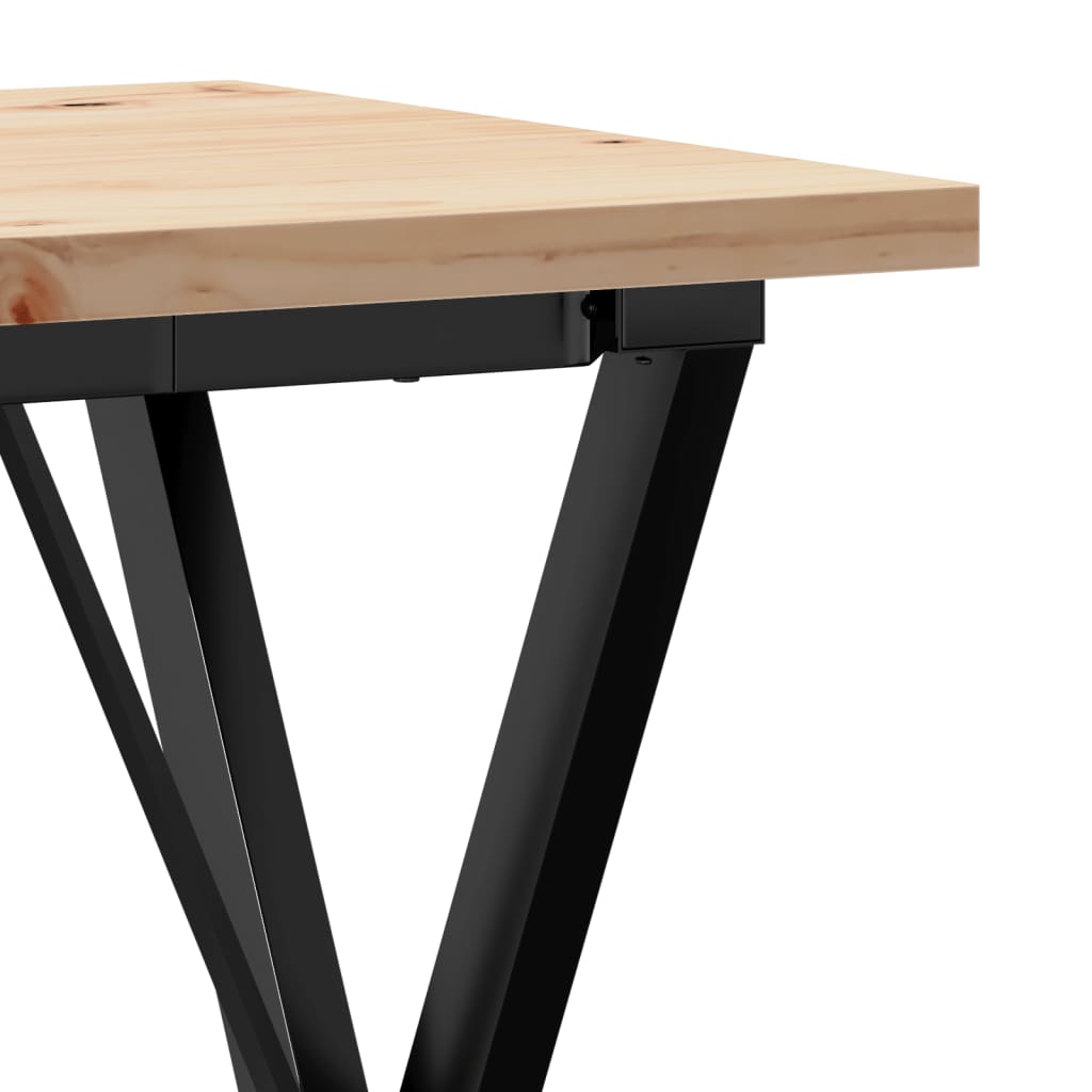 Esstisch X-Gestell 50x50x75,5cm Massivholz Kiefer und Stahl