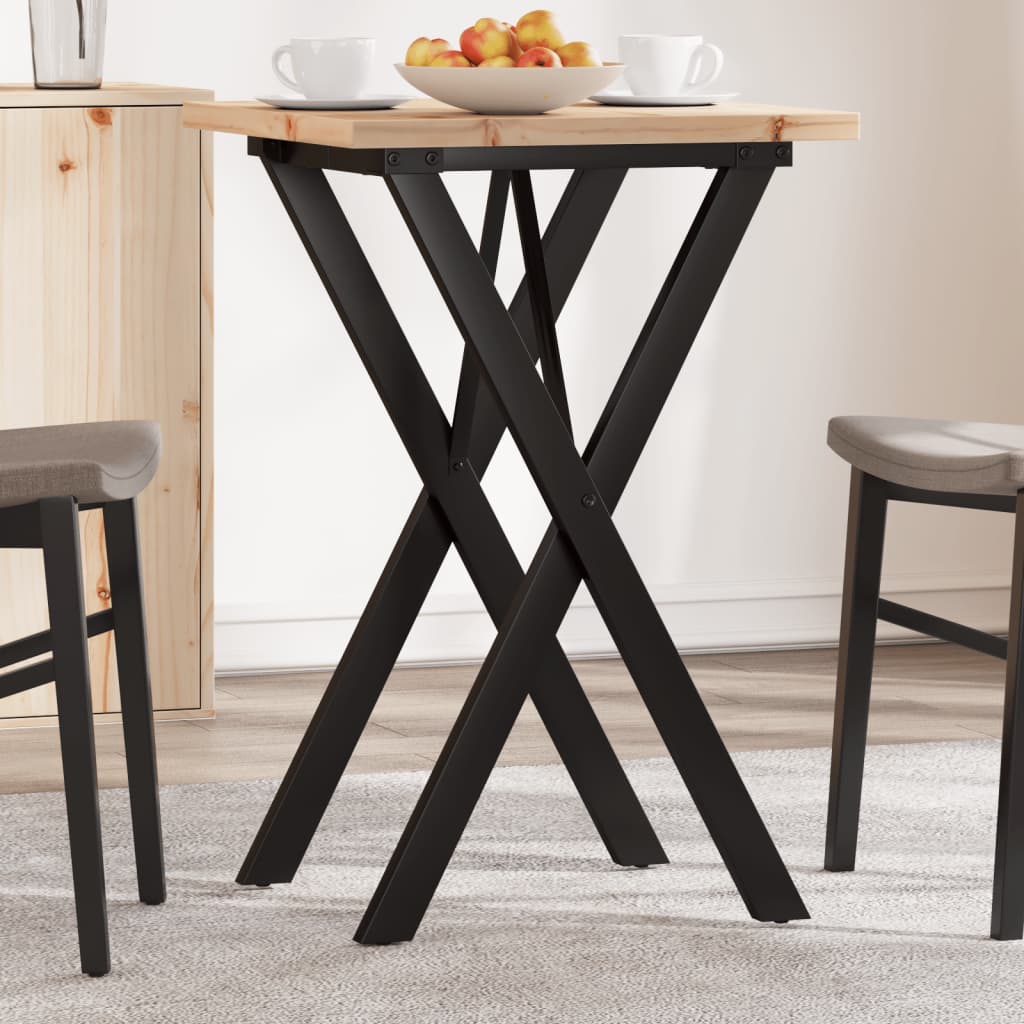 Esstisch X-Gestell 50x50x75,5cm Massivholz Kiefer und Stahl