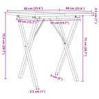 Esstisch X-Gestell 60x60x75,5cm Massivholz Kiefer und Stahl