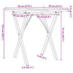 Esstisch X-Gestell 70x70x75,5cm Massivholz Kiefer und Stahl