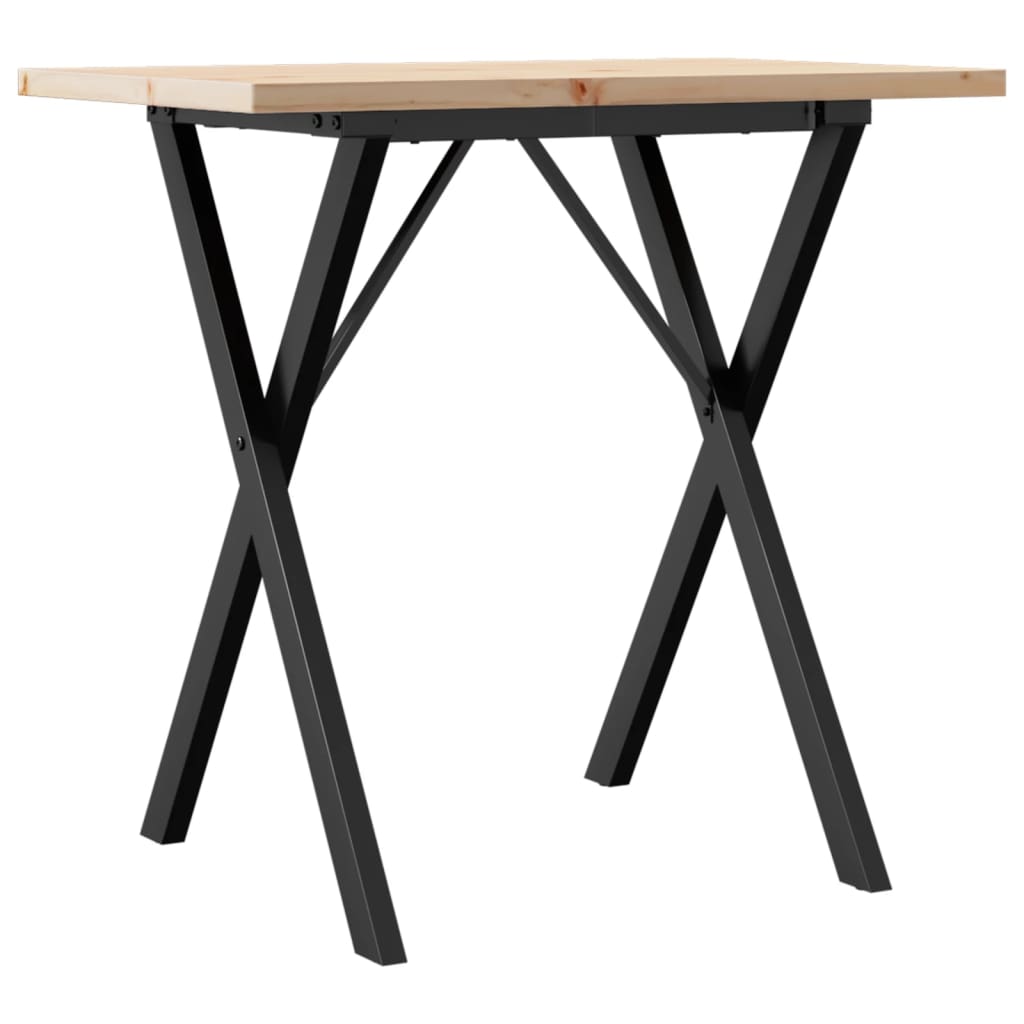 Esstisch X-Gestell 80x50x75,5 cm Massivholz Kiefer & Stahl