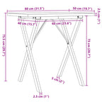 Esstisch X-Gestell 80x50x75,5 cm Massivholz Kiefer & Stahl