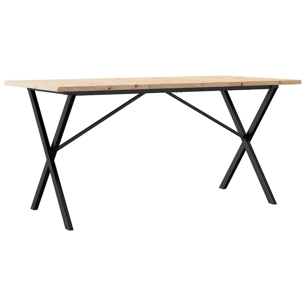Esstisch X-Gestell 140x80x75,5 cm Massivholz Kiefer & Stahl