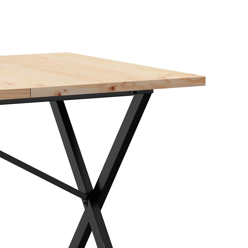 Esstisch X-Gestell 140x80x75,5 cm Massivholz Kiefer & Stahl