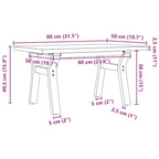 Couchtisch Y-Gestell 80x50x40,5cm Massivholz Kiefer & Stahl