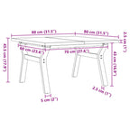 Couchtisch Y-Gestell 80x80x45,5cm Massivholz Kiefer & Stahl