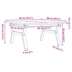 Couchtisch Y-Gestell 90x90x45,5cm Massivholz Kiefer & Stahl