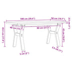 Couchtisch Y-Gestell 100x50x45,5 cm Massivholz Kiefer Stahl
