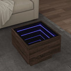 Beistelltisch mit LED Braun Eichen-Optik 40x40x30 cm