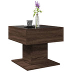 LED-Couchtisch Braun Eichen-Optik 50x50x45 cm Holzwerkstoff