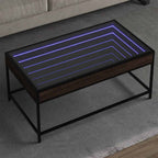 Couchtisch mit Infinity-LED Braun Eichen-Optik 90x50x41 cm
