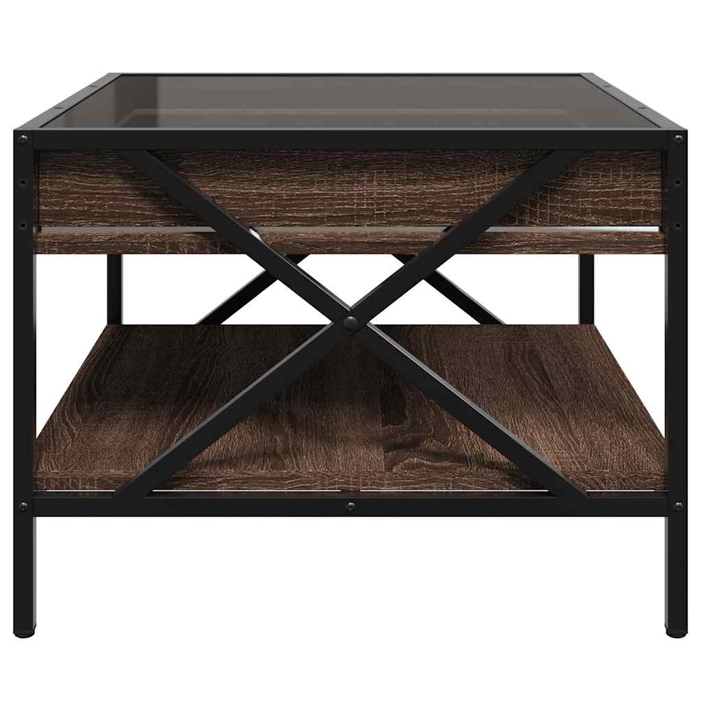 Couchtisch mit Infinity-LED Braun Eichen-Optik 50x50x38 cm