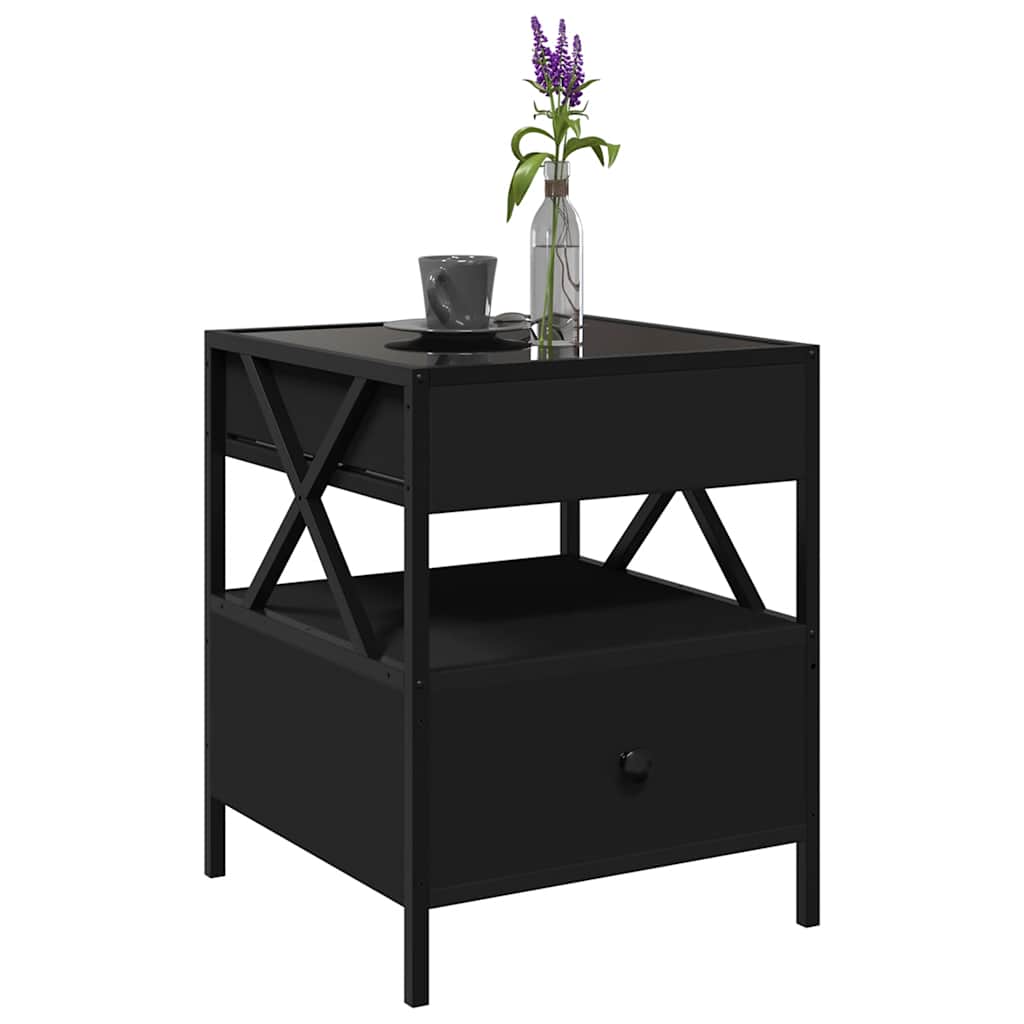 Couchtisch mit Infinity-LED Schwarz 40x40x51 cm