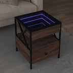 Couchtisch mit Infinity-LED Braun Eichen-Optik 40x40x51 cm