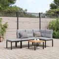 Gartenbank-Set 4-tlg. Schwarz Pulverbeschichteter Stahl