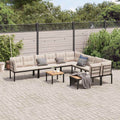 7-tlg. Garten-Sofagarnitur mit Kissen Schwarz Stahl
