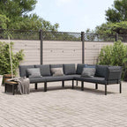 4-tlg. Garten-Sofagarnitur mit Kissen Schwarz Aluminium