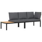 2-tlg. Garten-Sofagarnitur mit Kissen Schwarz Aluminium
