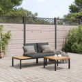 3-tlg. Garten-Sofagarnitur mit Kissen Schwarz Aluminium