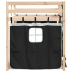 Etagenbett mit Vorhängen Weiß & Schwarz 90x190 cm Kiefernholz