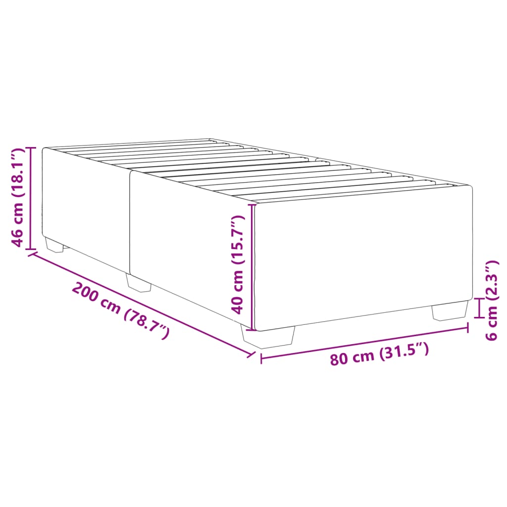 Bettgestell ohne Matratze Creme 80x200 cm Stoff