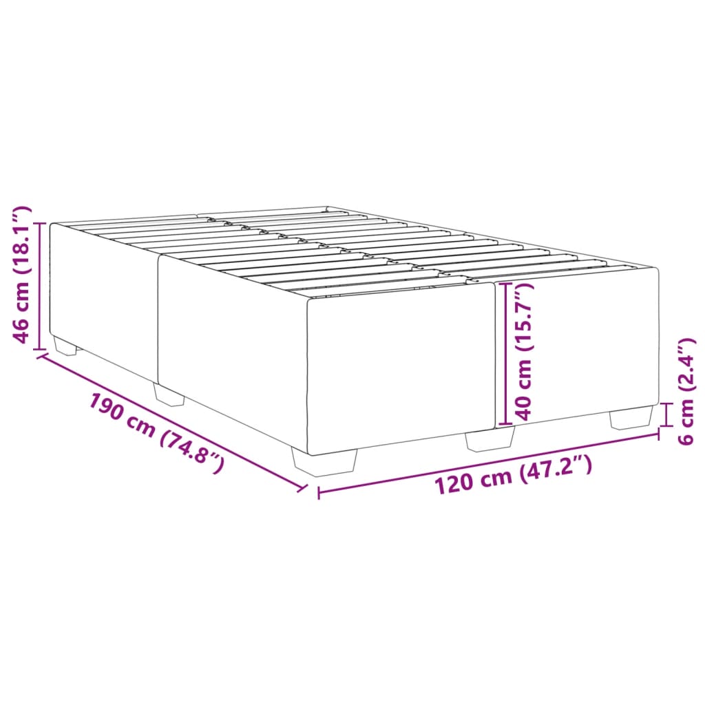 Bettgestell ohne Matratze Creme 120x190 cm Stoff