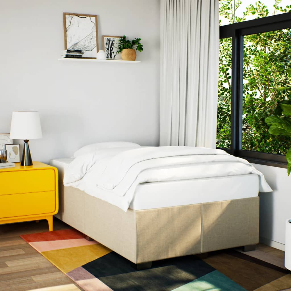 Bettgestell ohne Matratze Creme 120x190 cm Stoff