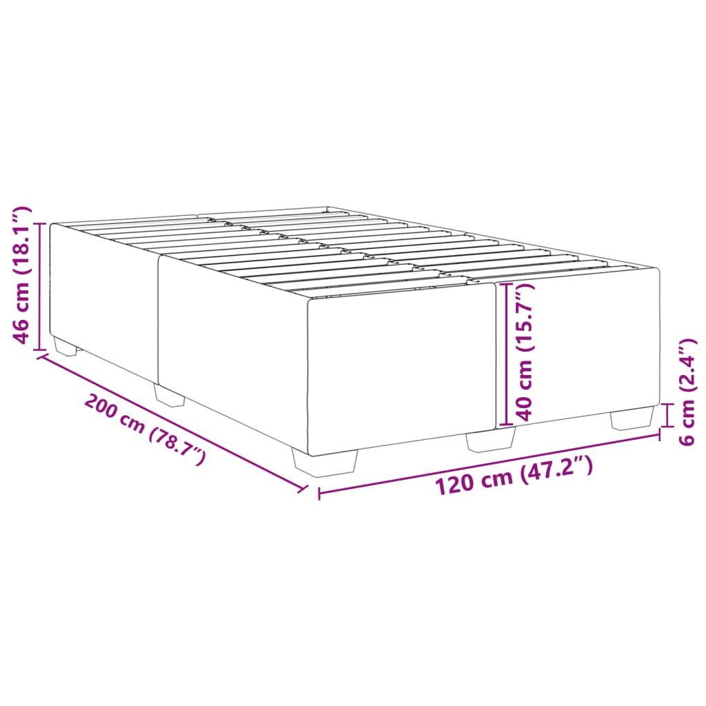 Bettgestell ohne Matratze Blau 120x200 cm Stoff