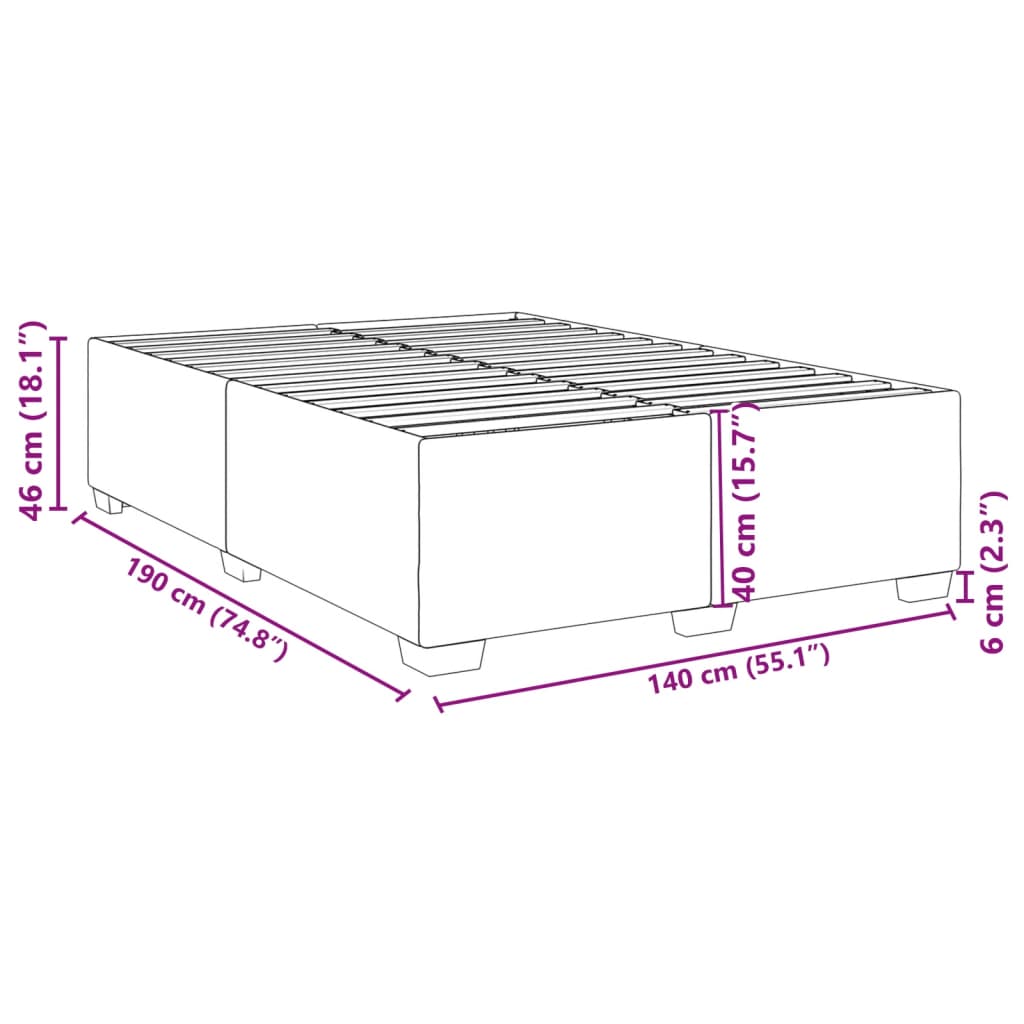 Bettgestell ohne Matratze Taupe 140x190 cm Stoff