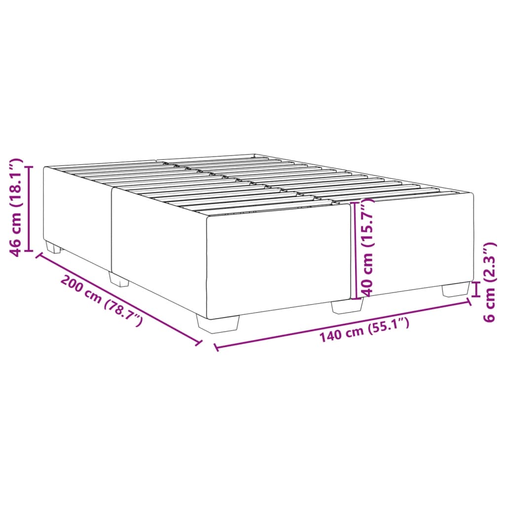 Bettgestell ohne Matratze Blau 140x200 cm Stoff