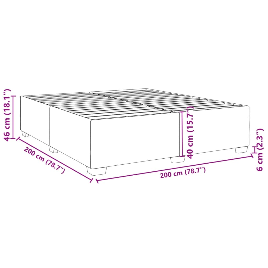 Bettgestell ohne Matratze Blau 200x200 cm Stoff