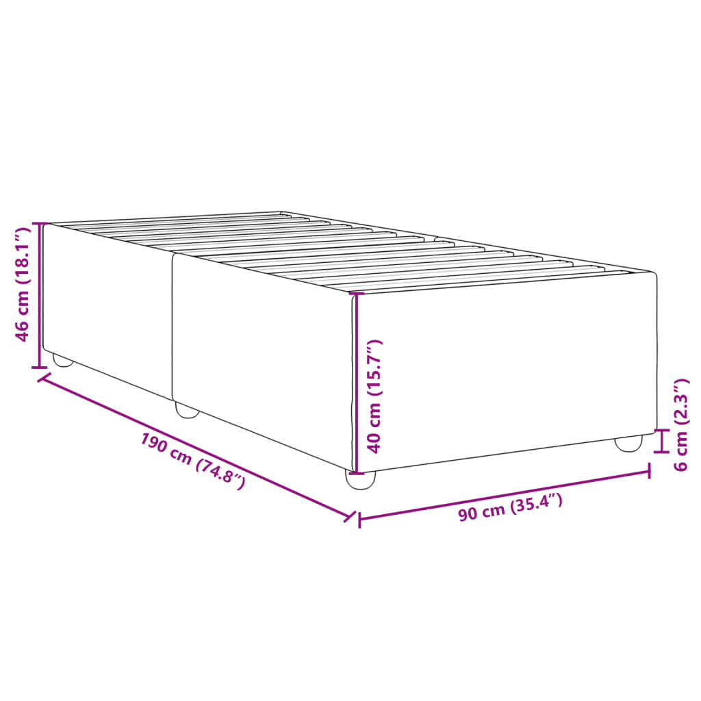 Bettgestell ohne Matratze Blau 90x190 cm Stoff