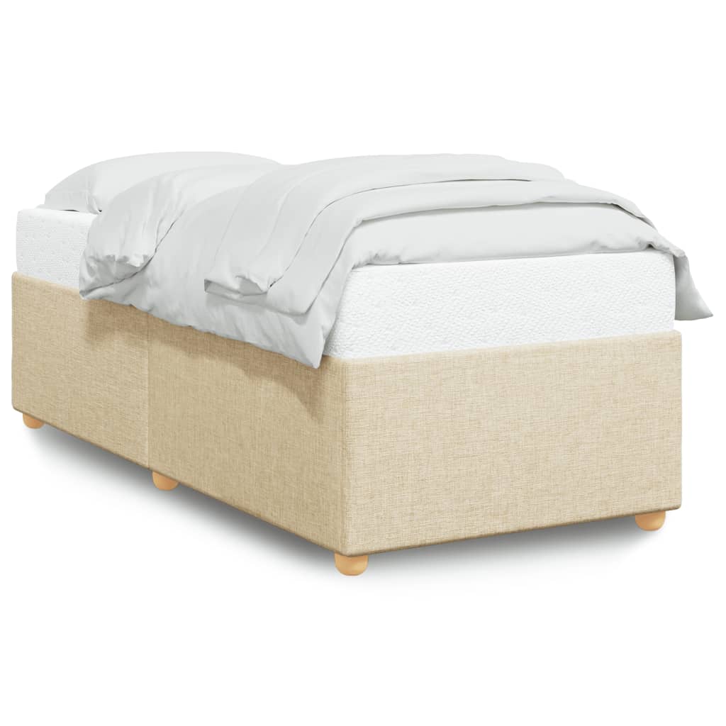 Bettgestell ohne Matratze Creme 100x200 cm Stoff