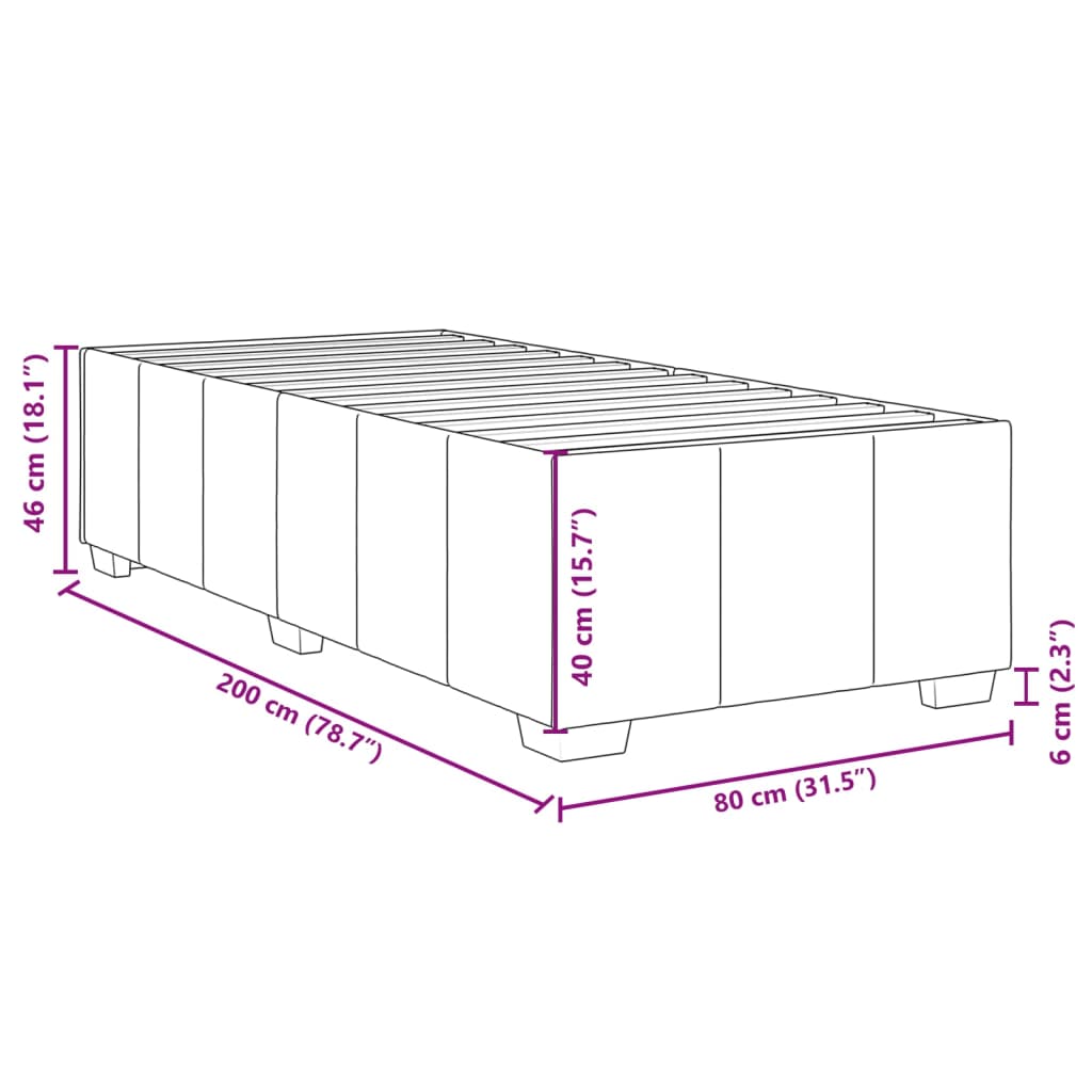 Bettgestell ohne Matratze Schwarz 80x200 cm Stoff