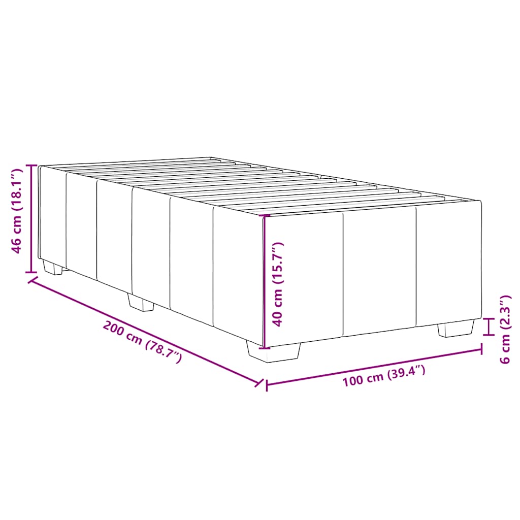 Bettgestell ohne Matratze Creme 100x200 cm Stoff
