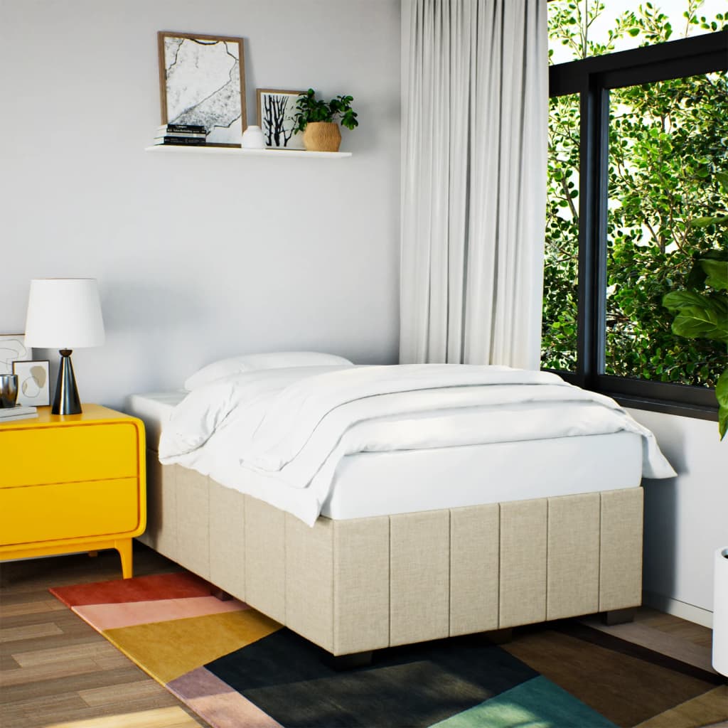 Bettgestell ohne Matratze Creme 120x200 cm Stoff