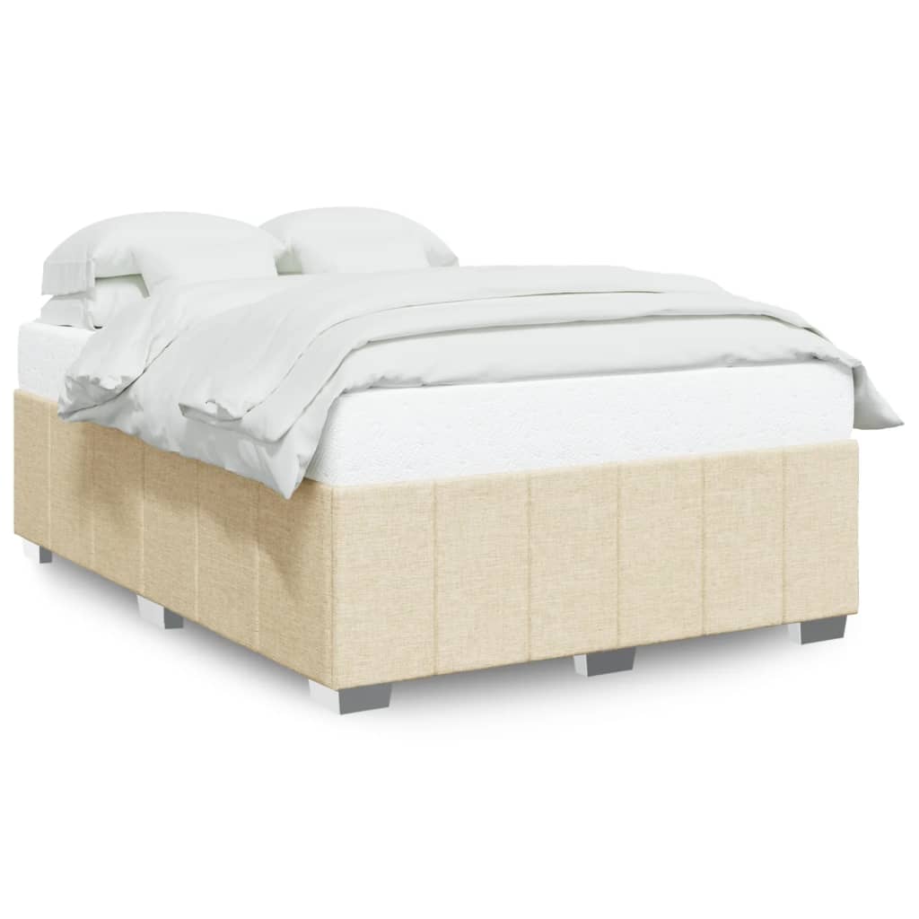 Bettgestell ohne Matratze Creme 140x190 cm Stoff