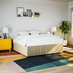 Bettgestell ohne Matratze Creme 200x200 cm Stoff
