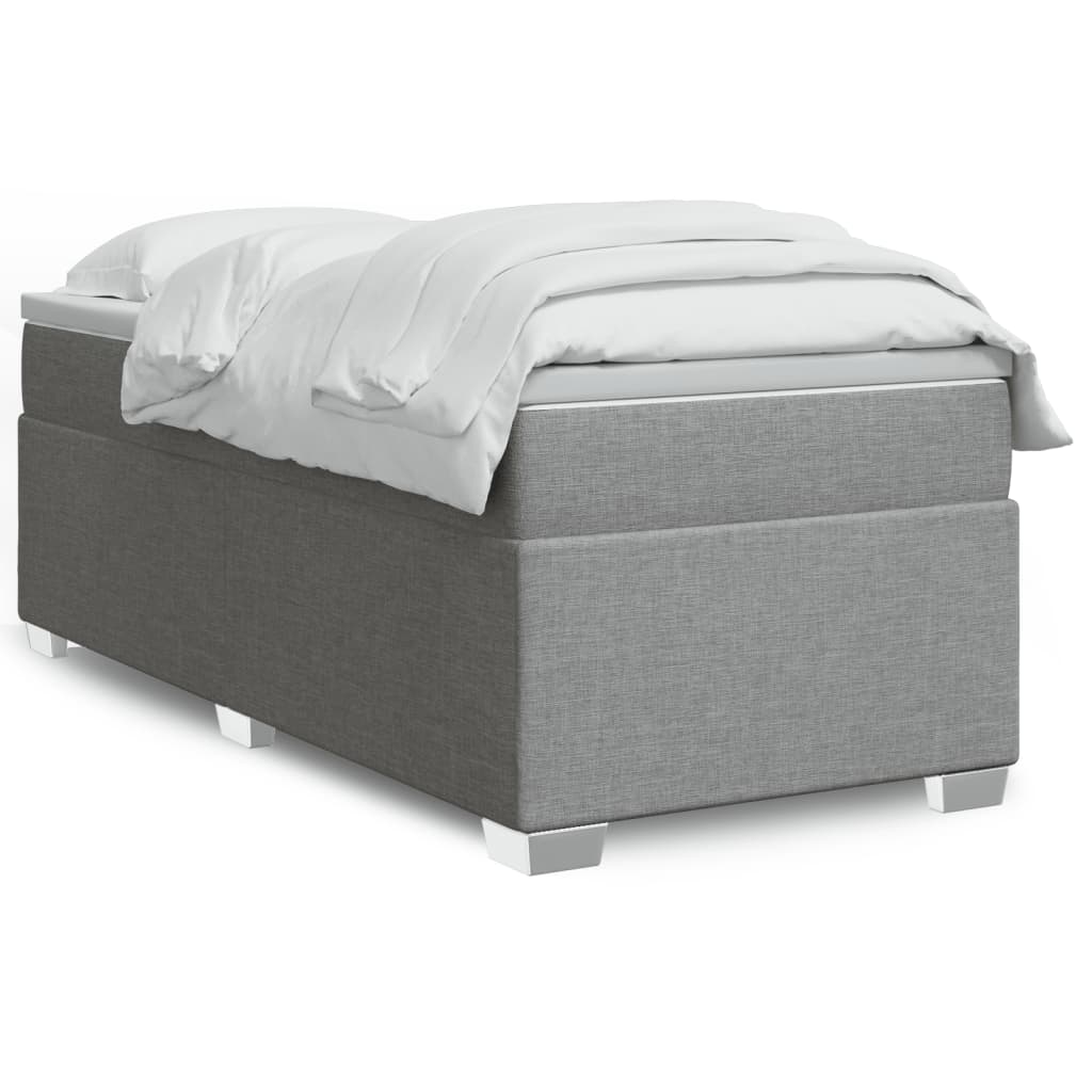 Boxspringbett mit Matratze Hellgrau 100x200 cm Stoff