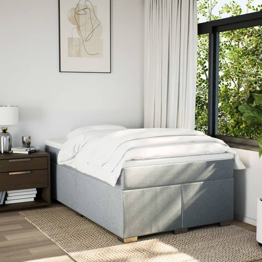 Boxspringbett mit Matratze Hellgrau 120x190 cm Stoff