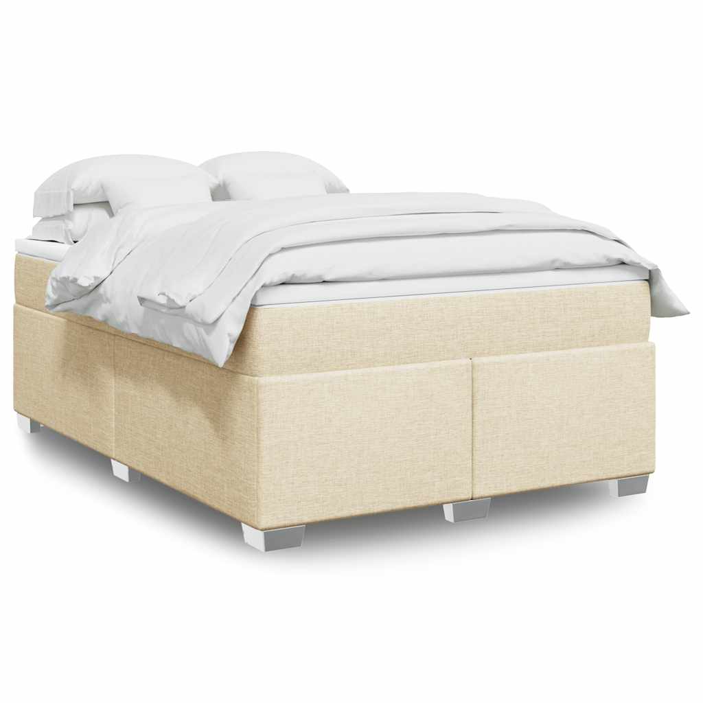Boxspringbett mit Matratze Creme 140x190 cm Stoff