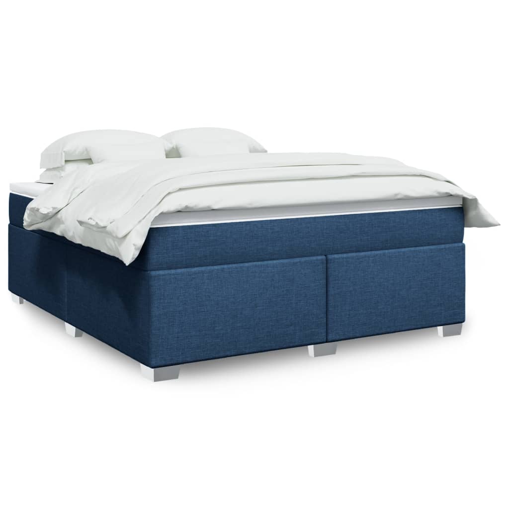 Boxspringbett mit Matratze Blau 180x200 cm Stoff