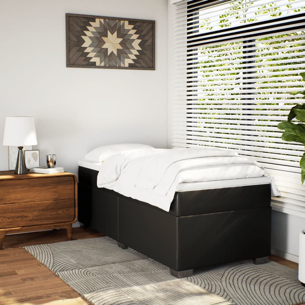 Boxspringbett mit Matratze Schwarz 90x190 cm Kunstleder
