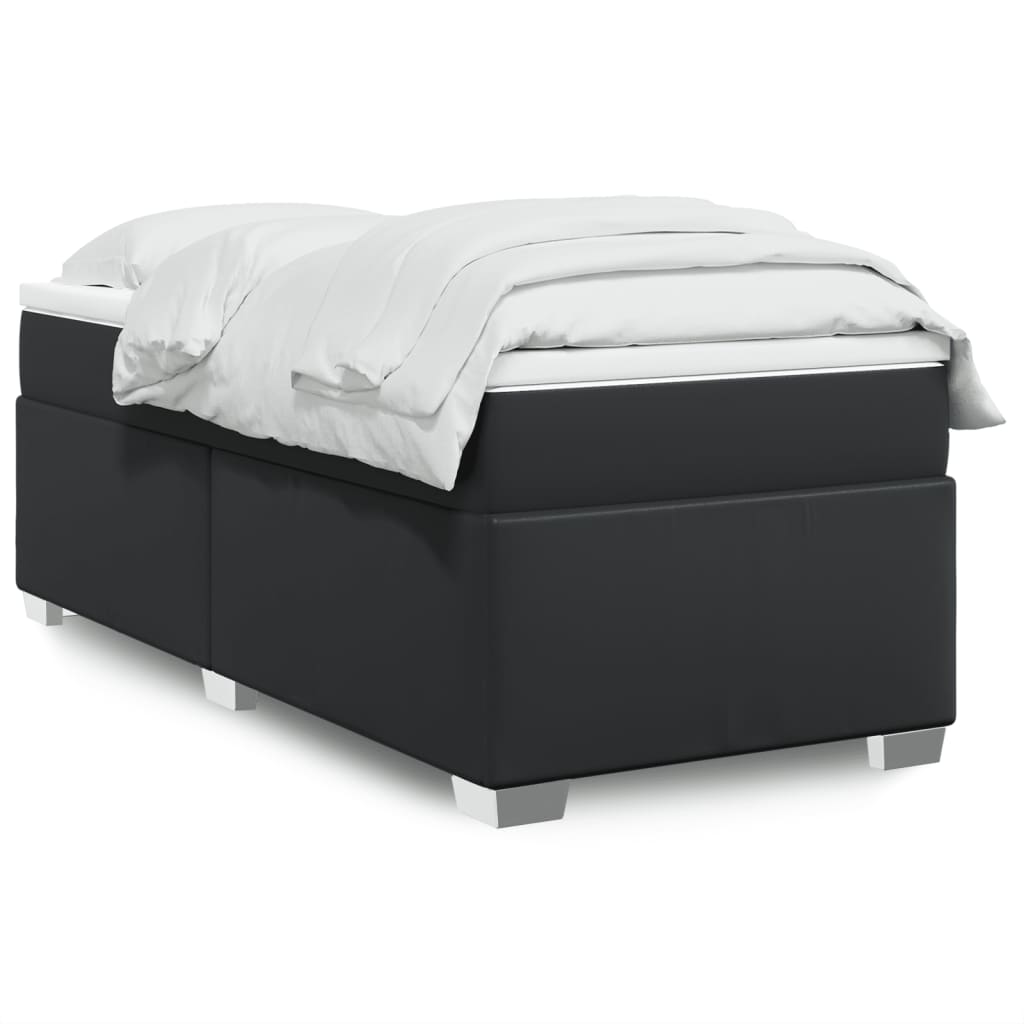 Boxspringbett mit Matratze Schwarz 100x200 cm Kunstleder