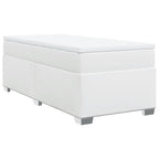 Boxspringbett mit Matratze Weiß 100x200 cm Kunstleder