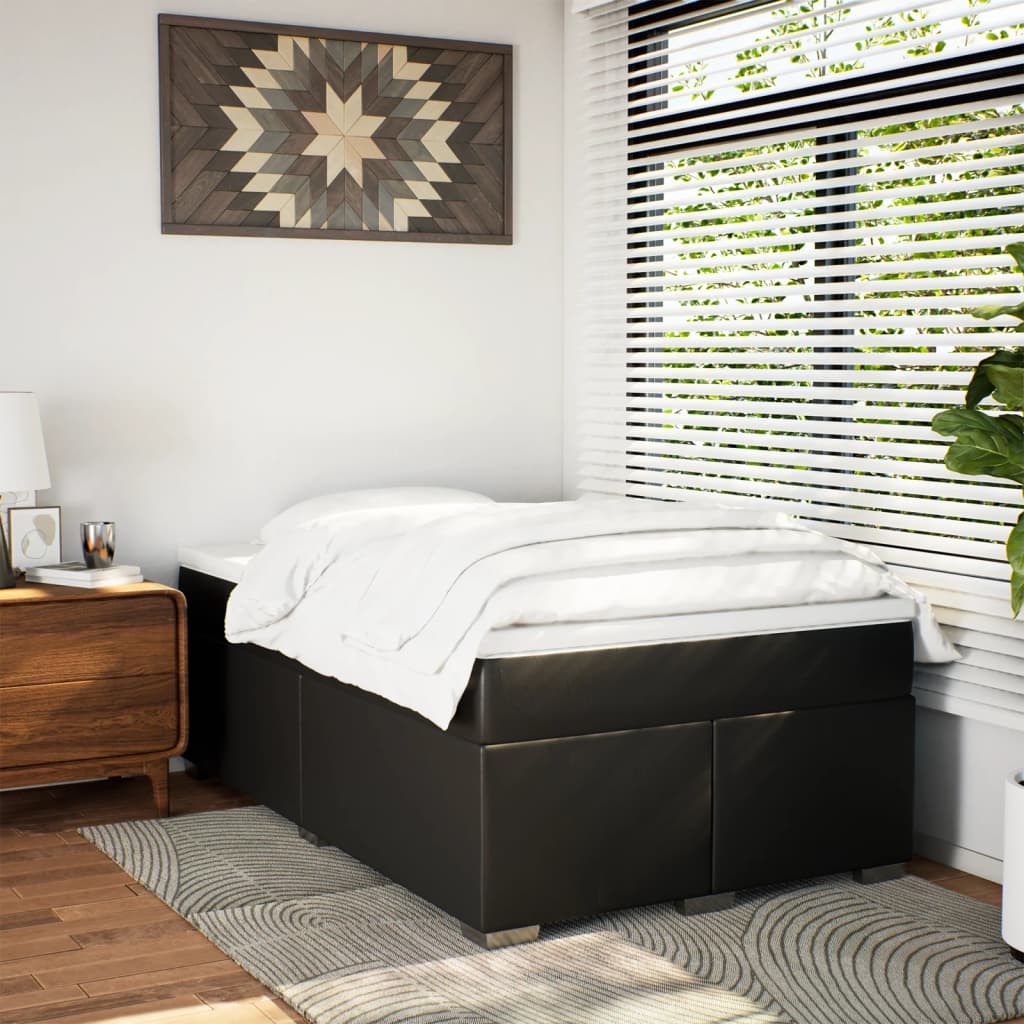Boxspringbett mit Matratze Schwarz 120x190 cm Kunstleder